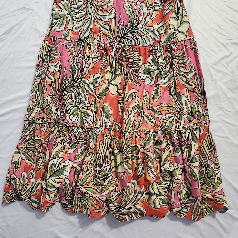 C&C California Women's Medium Tropical Print Strapless Maxi Dress Linen Blend - Picture 4 of 13